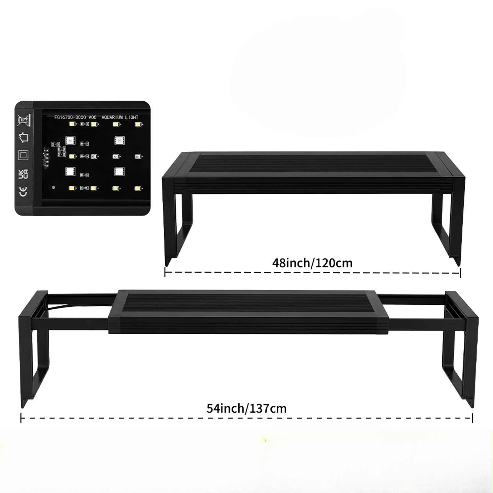 Planted Aquarium Hanging Light - ไฟ LED สำหรับตู้ปลา 100V-240V แสงเต็มสเปกตรัมตลอด 24