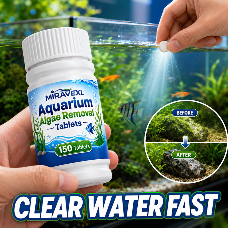 Planted Aquarium Aquascape - เม็ดกำจัดตะไคร่น้ำในตู้ปลา MIRAVEXL 150 เม็ด, ยาฆ่าตะไคร่น้ำที่ปลอดภัย, ช่วยให้น้ำใสขึ้นอย่างรวดเร็วสำหรับปลาในน้ำจืดและพืชน้ำ